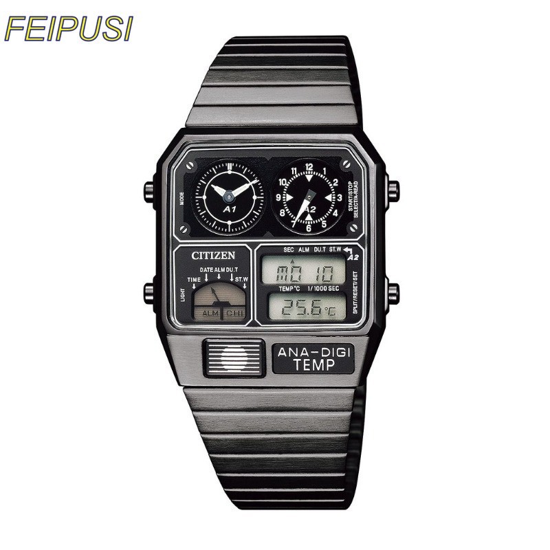 Relógio masculino relógio duplo display eletrônico quadrado Multi-fuso horário display Digital esportes moda grande most