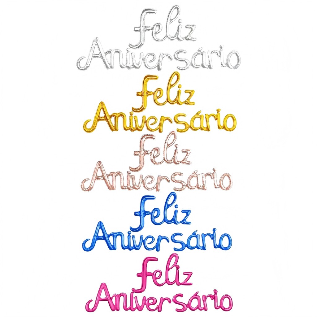 Kit Balão Metalizado Letras Nome Feliz Aniversario Prata Dourado Rosê em Oferta na Shopee