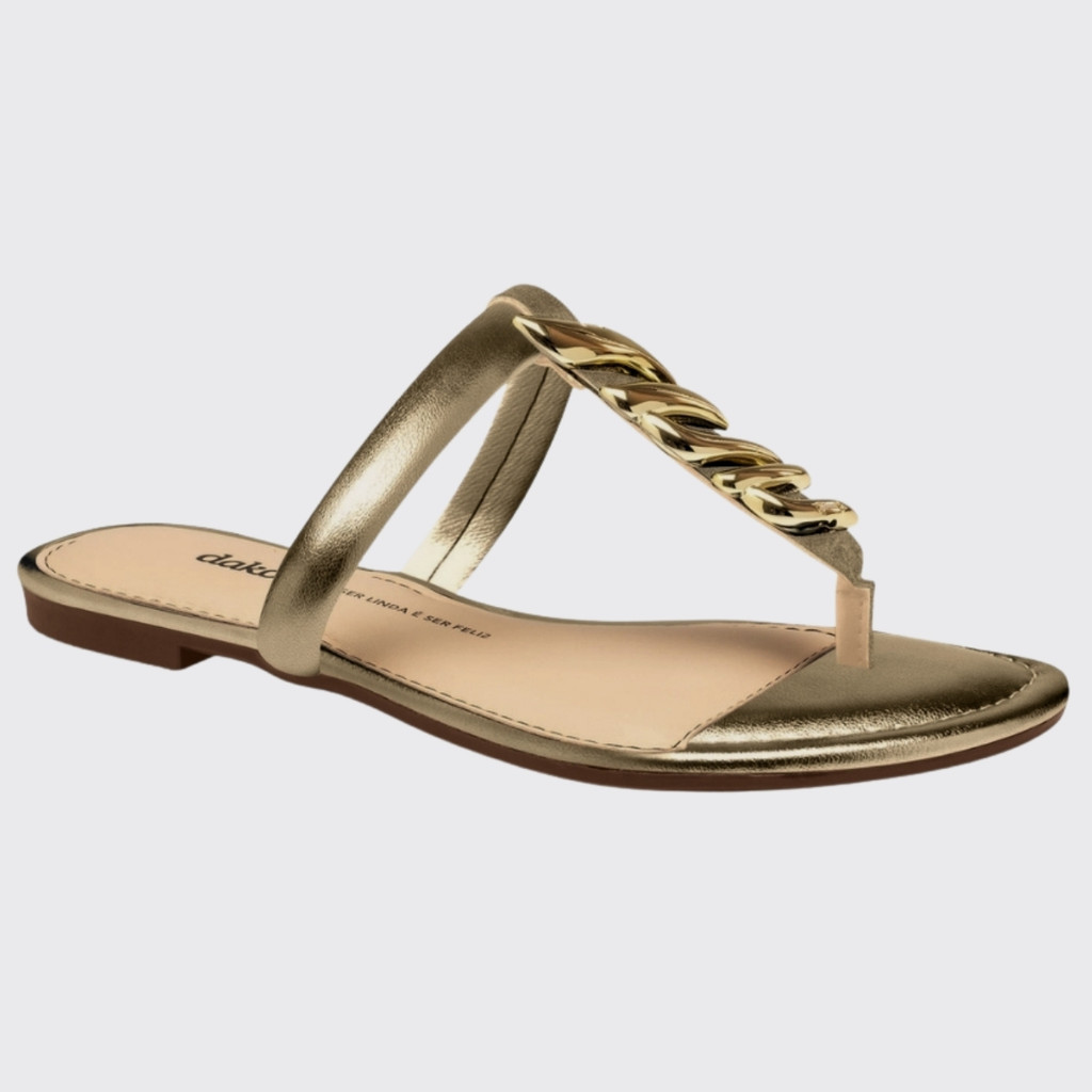 Tamanco Chinelo Feminina Rasteira Champagne Dakota Y8782