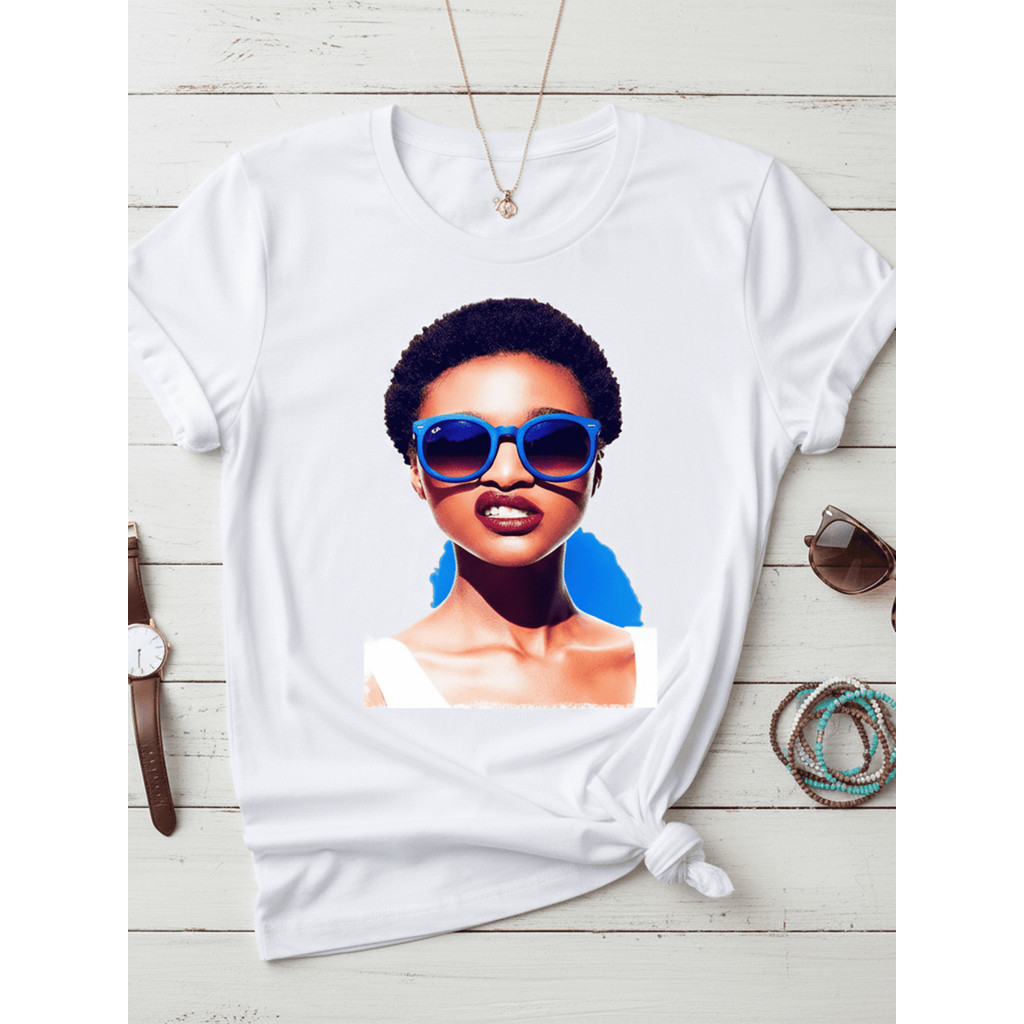 Tshirt Feminina Estilosa Estampada Afro Style Estampada Lançamento Camiseta 100% Algodão Oversized Plus Size - Estampaê