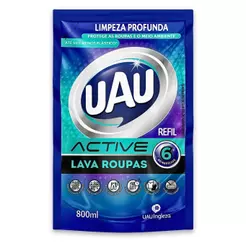 Uau Lava Roupas Líquido Active 800ml Refil