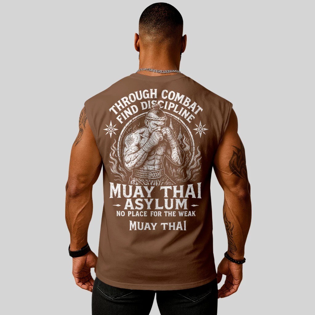 Regata Oversized Camiseta Muay Thai Masculina Frase Motivacional de Luta Old School Academia