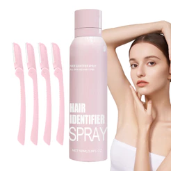 Spray Identificador De Cabelo Para Barbear Facial Ferramenta De Dermaplaning Pele E Corpo Mulheres Com 4 Lâminas Faciais