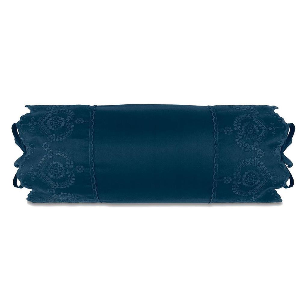 Almofada em Rolo Altenburg Bordados Cetim 300 Fios Amê Azul
