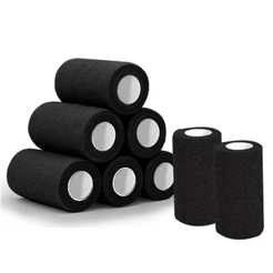 Bandagem Elástica Adesiva Faixa De Atadura 10cm Preto Curativo Flexível Auto Aderente Fita Esportiva
