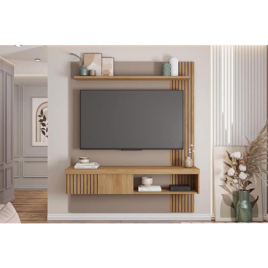 Painel Home p/ TV até 65 Pol Jade Ripada 150x183cm Buriti/Fendi - Caemmun em Oferta na Shopee