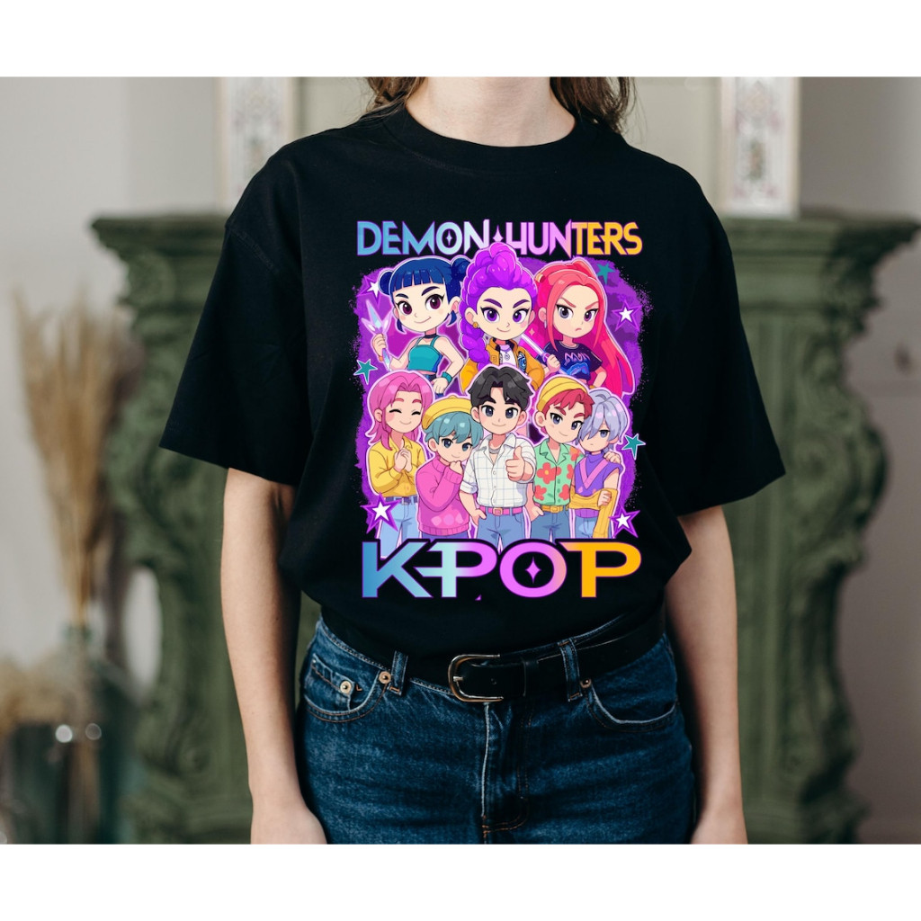 Camiseta Camisa 30.1 Huntrix Feminina e infantil Kpop Demon Hunters 0017 Lançamento 2025 Algodão Premium