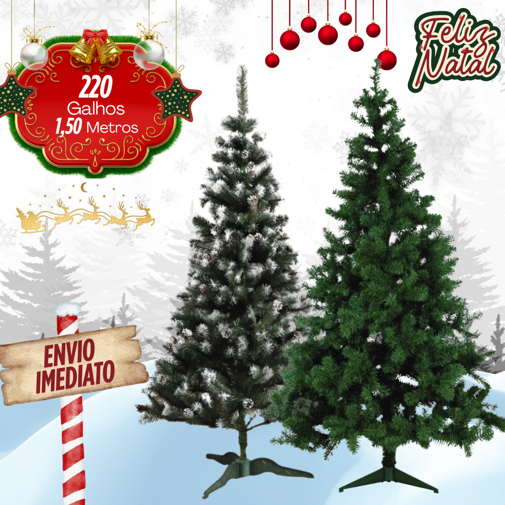 Árvore De Natal Pinheiro Verde Altura 1,50m C/220 Galhos Decoração Pinheiro Canadense