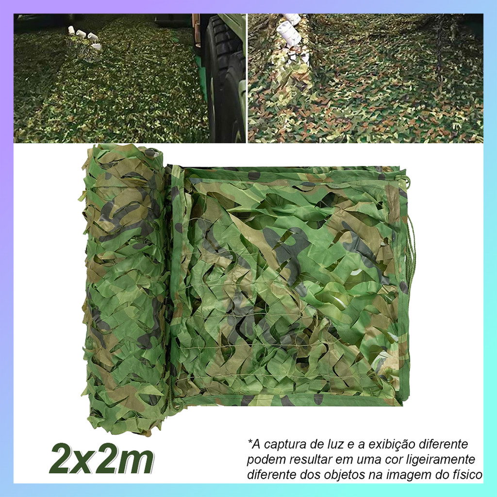 Rede de camuflagem verde de 2 x 2 m, rede de camuflagem ao ar livre, rede de camuflagem militar, decoração de caça