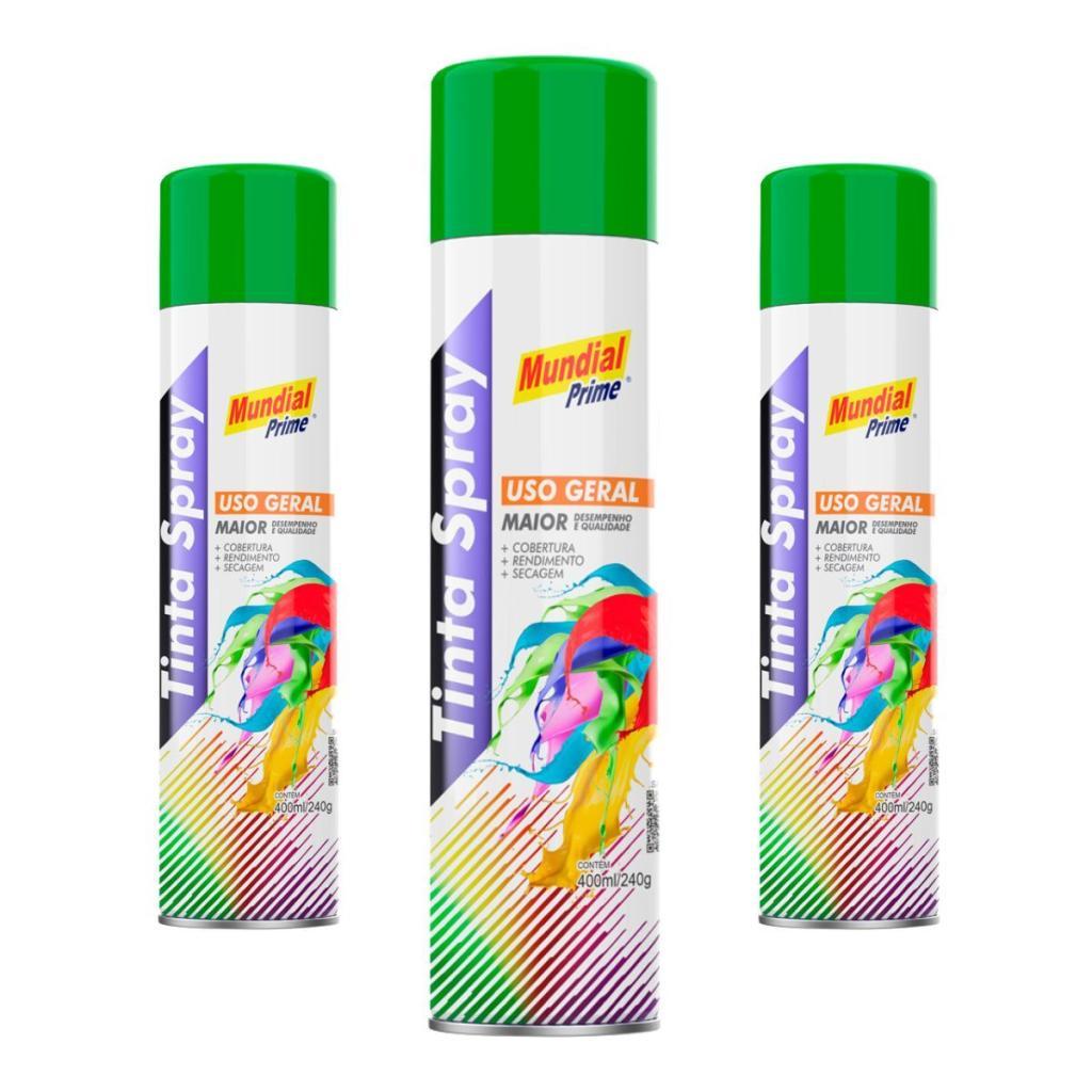 Kit 3 Tinta Spray Verde Bandeira Mundial Prime - 400ML