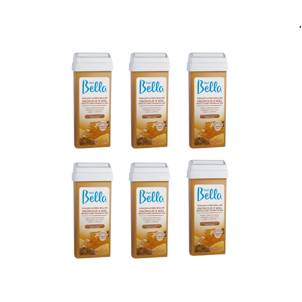 Kit Cera Depil Bella Roll-on Própolis e Mel 6 unidades em Oferta na Shopee
