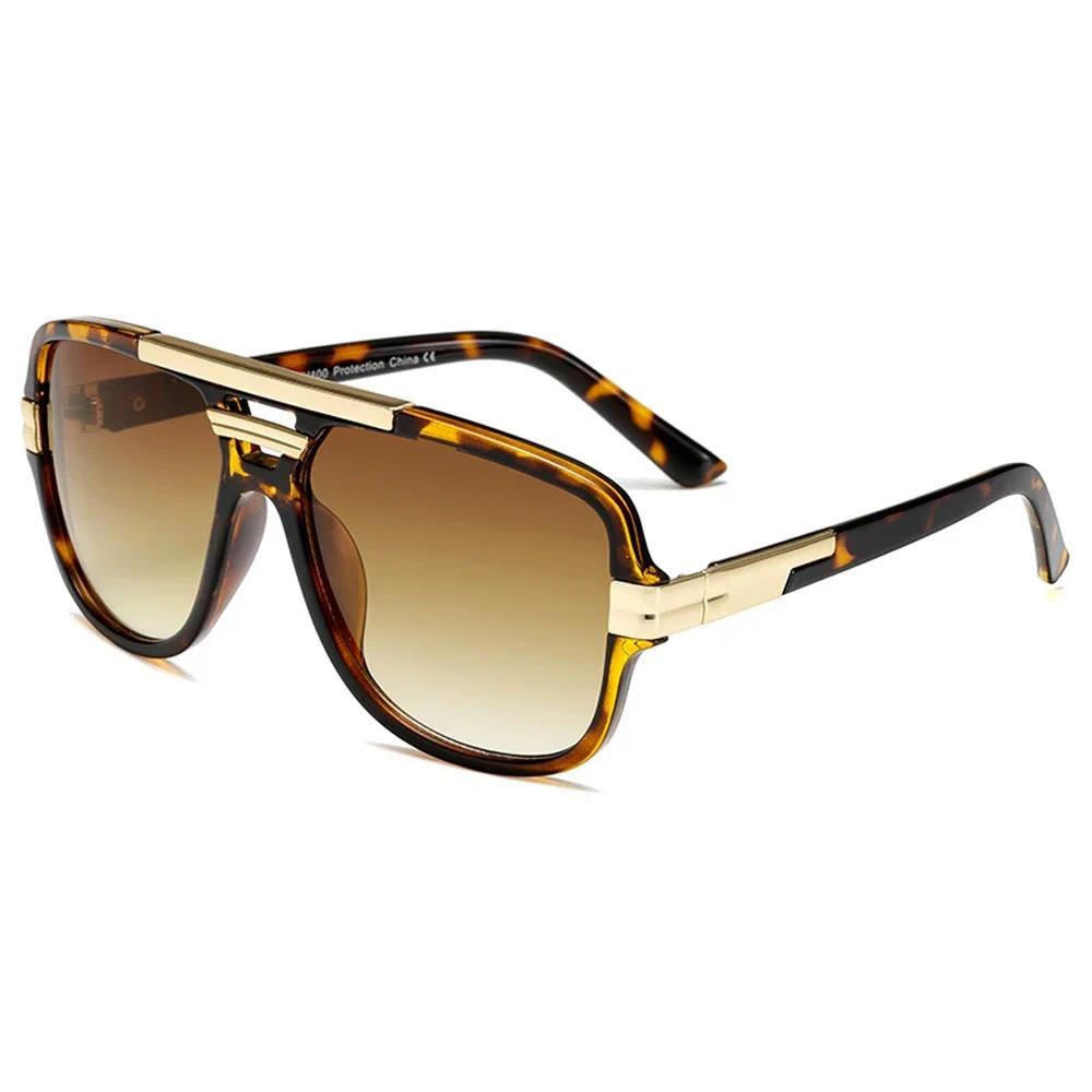 Óculos De Sol Masculino Vintage Quadrado Luxo Gradiente UV400 Tons