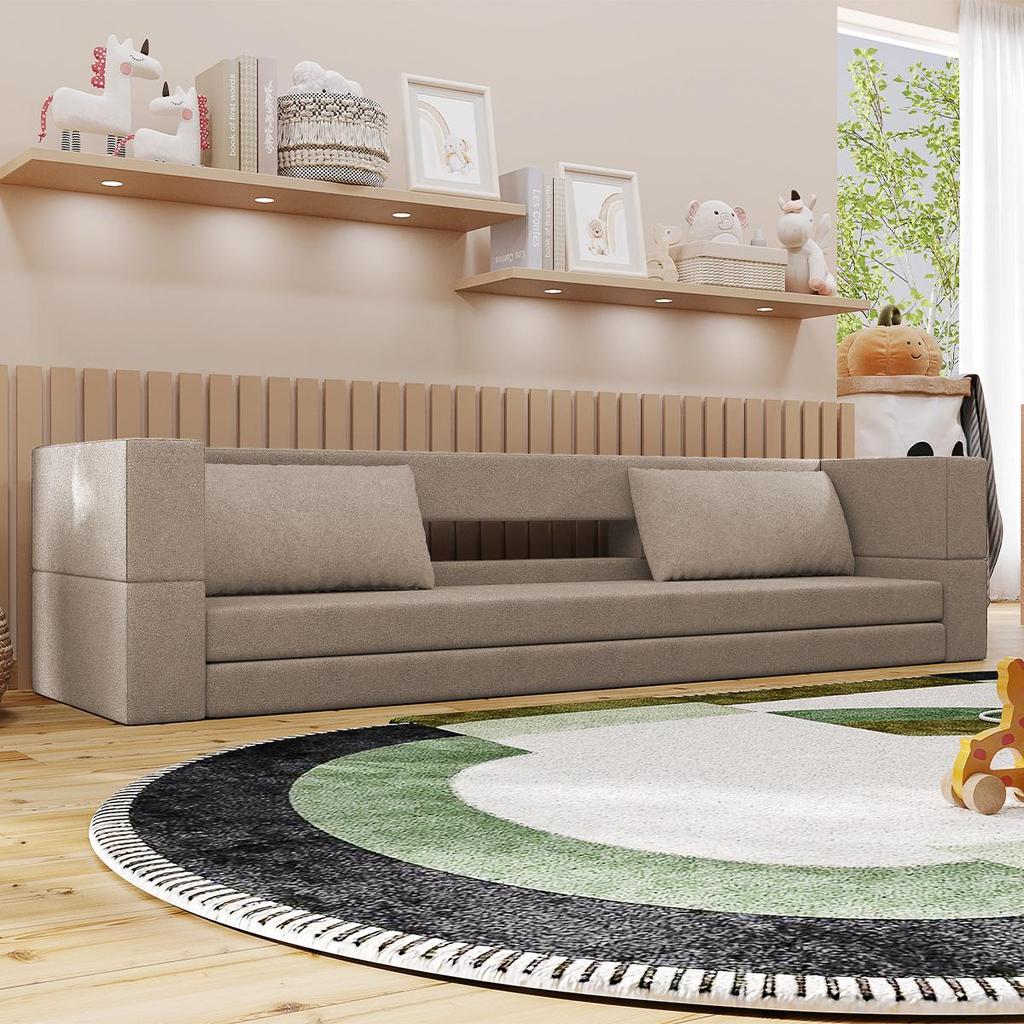 Imagem Cama Montessoriana Solteiro Colinho 3 em 1 100% Espuma Bege Keiko
