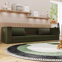 Cama Montessoriana Solteiro Colinho 3 em 1 100% Espuma Verde Militar Keiko