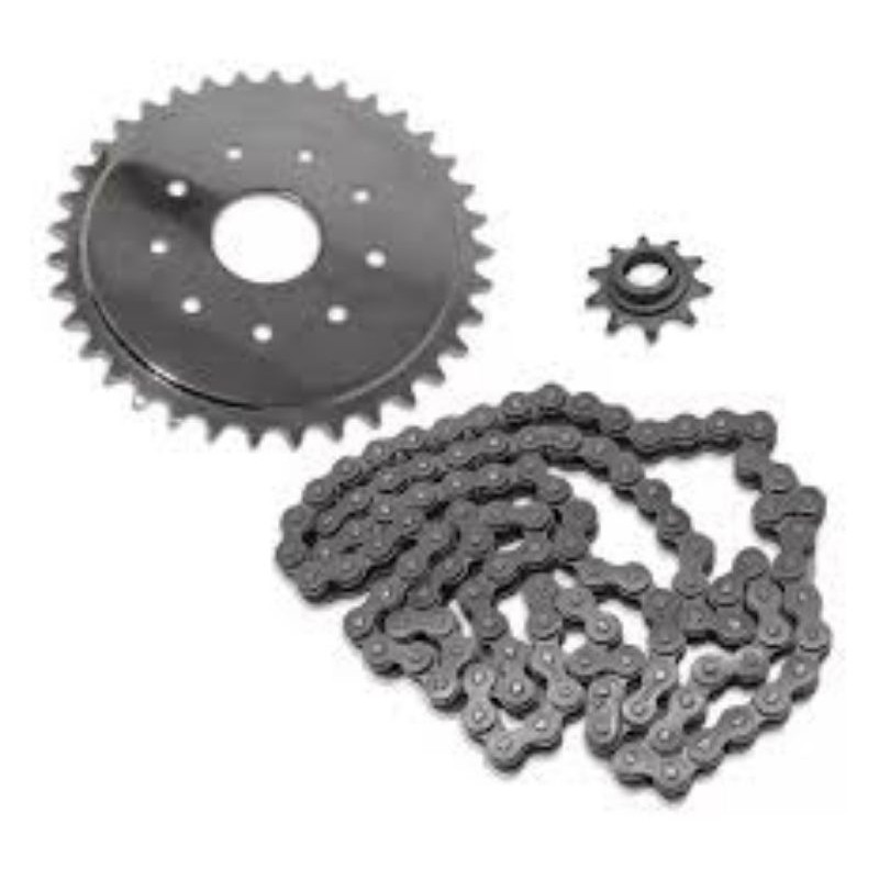 kit relação pra bicicleta motorizada 80cc, coroa, corrente 415, pinhão