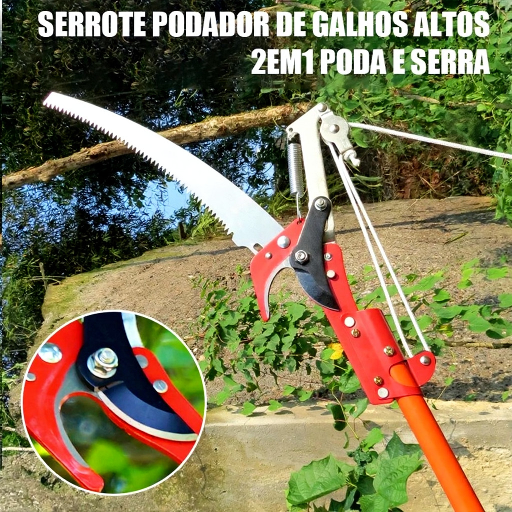 Serrote Podador Profissional De Galho Alto 2 Em 1 Poda Com Serrote Podador de Galhos em Oferta na Shopee
