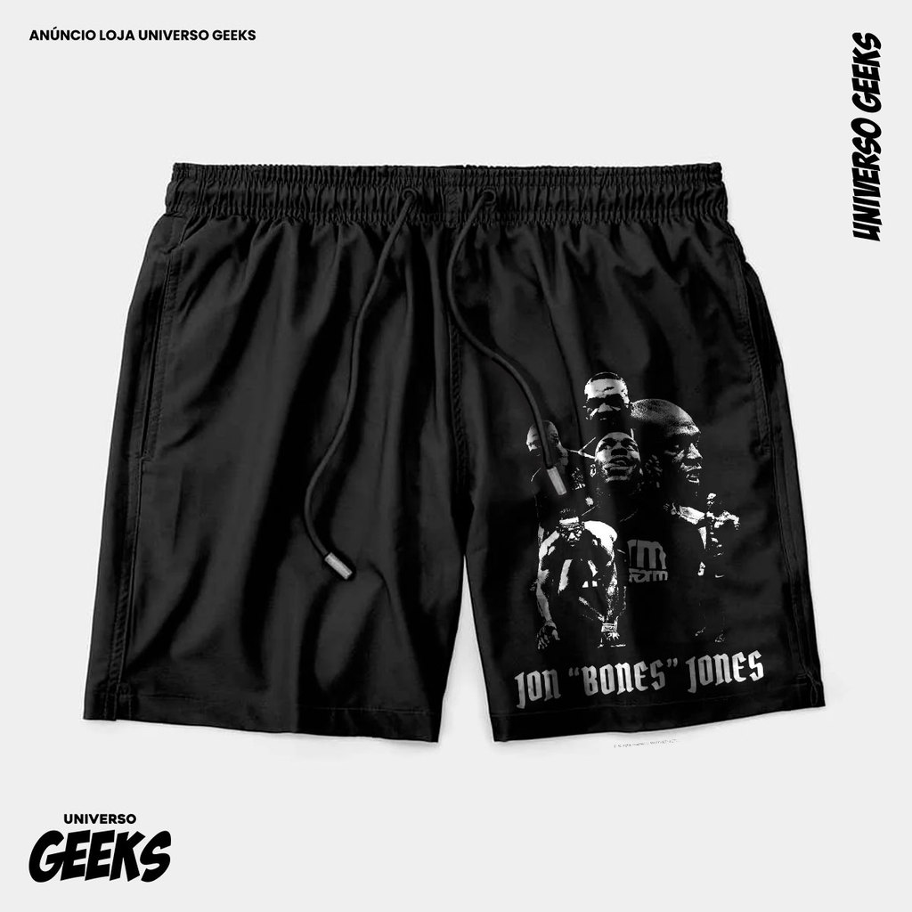 Bermuda Tactel Jon Bones Jones UFC Short Confortável Com Elastano Ideal Lazer Treino Esportes Praia