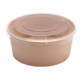 Pote de Papel Bowl com Tampa Transparente - Kraft - 1000ml - 5 unidades - Rizzo em Oferta na Shopee