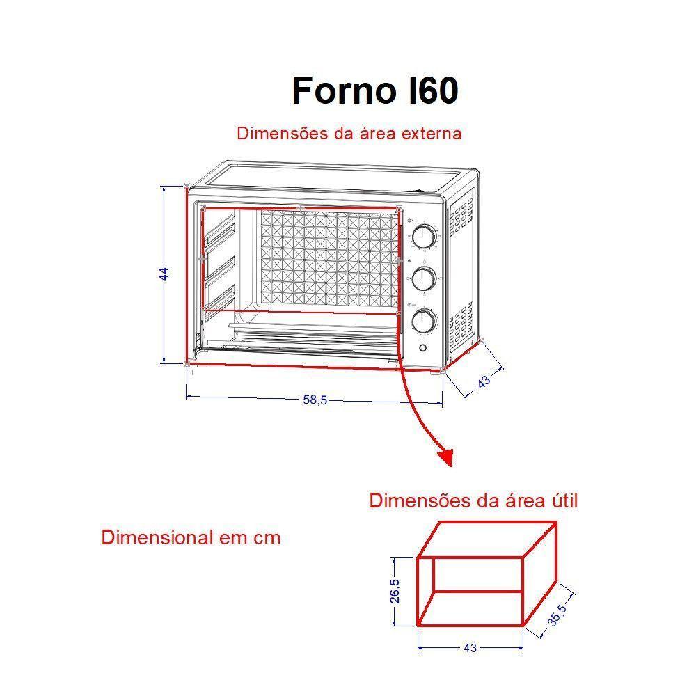 Forno Elétrico De Bancada 60Litros Fogatti Black I60Preto 220V · foto 2
