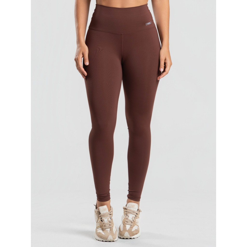 Legging Poliamida Cintura Alta Marrom Massam Fitness