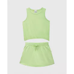 Conjunto Infantil Menina Regata Cropped E Shorts Saia Em Algodão Malwee Kids