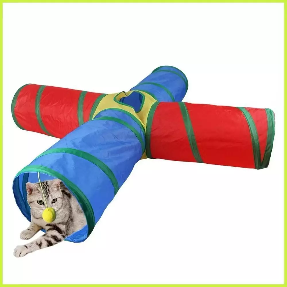 Túnel Labirinto Para Gatos Interativo Brinquedo Pet 4 Vias X
