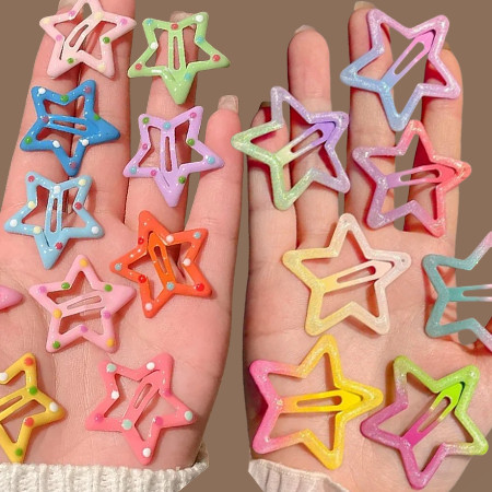 Grampos Estrela 10/20/30/40/50un, 2 Modelos: Cor Degradê e Pontos Coloridos