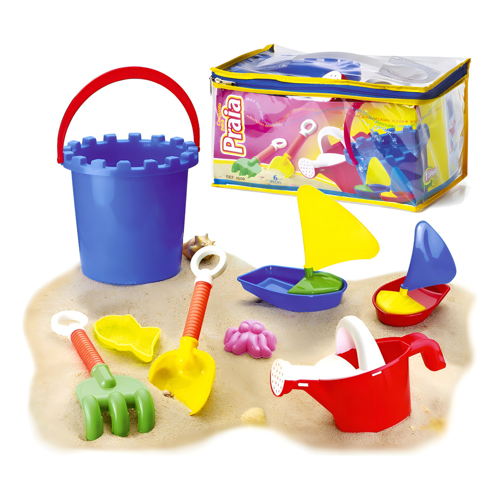 Baldinho De Praia Conjunto Kit Para Praia Contém 8 Peças
