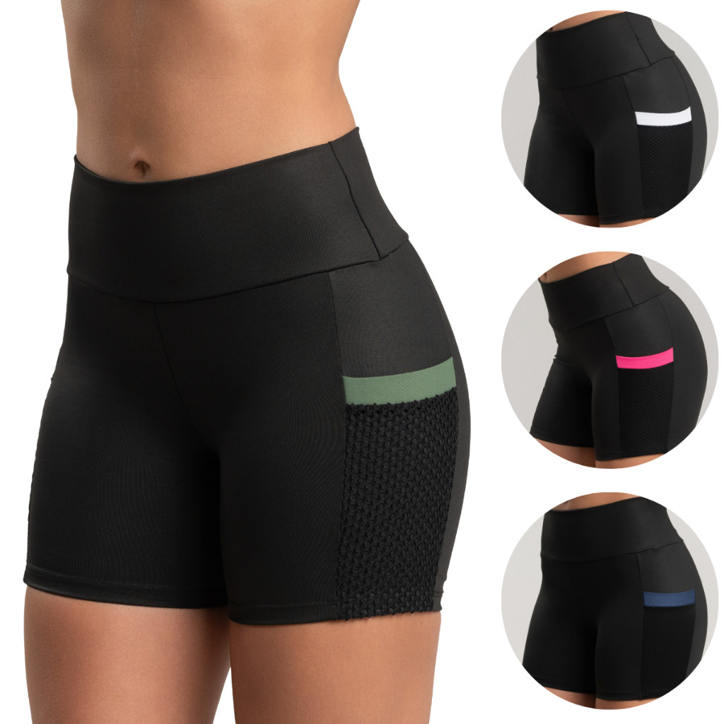 Short Academia Confortável Zero Transparência Fitness Legging Esportiva Treino