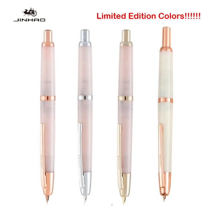 Cor Limitada ! JINHAO 20 Clipe De Ouro Rosa Resina Imprensa Caneta Tinteiro EF F De Tinta Com Conversor PK 10 A1