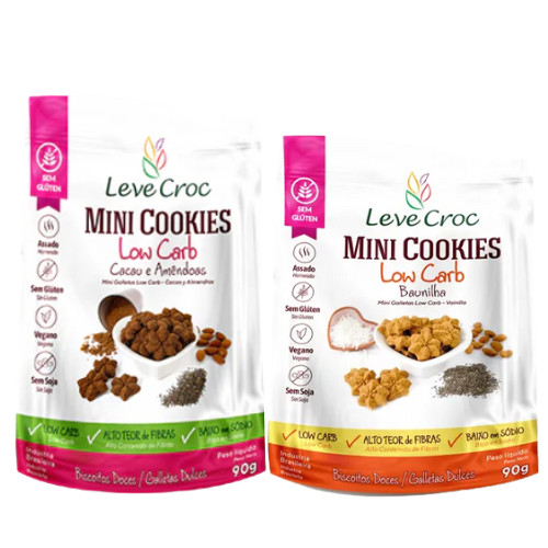 Kit 3 Cookie Low Carb S/Glúten 90g Sabores Leve Croc