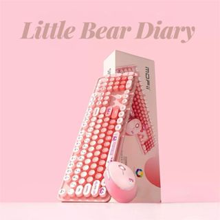 Teclado Sem Mouse com Fio Kit Little bear Diary Geezer Fofo Várias Cores Tecla redonda tons pasteis em Oferta na Shopee