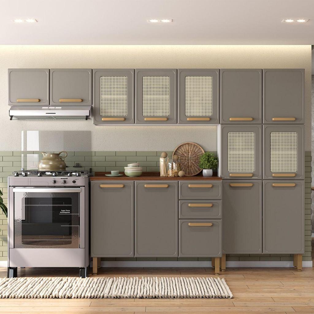 Cozinha Completa em Aço 14 Portas 2 Gav Essência Bertolini em Oferta na Shopee