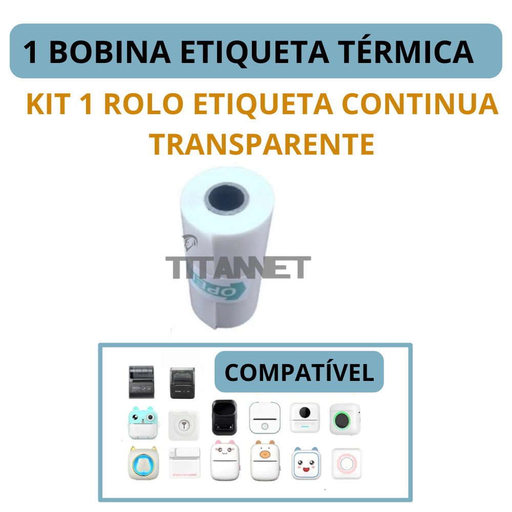 Bobina Adesiva Transparente Para Mini Impressora Gatinho 1un