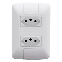 Tomada Aria Tramontina Dupla 2P+T 20A com Placa + Suporte Branco