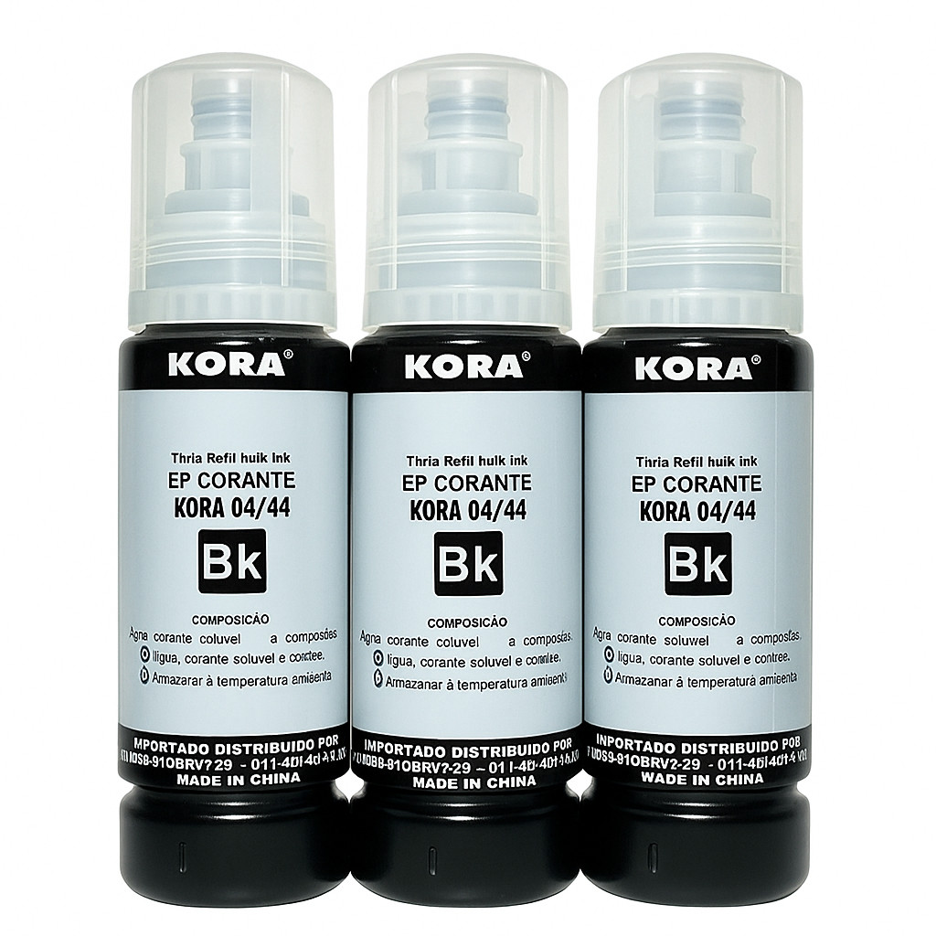 3 Tintas Para Epson Preto L3250 L3150 L3210 L3110 L5290 T544 BK