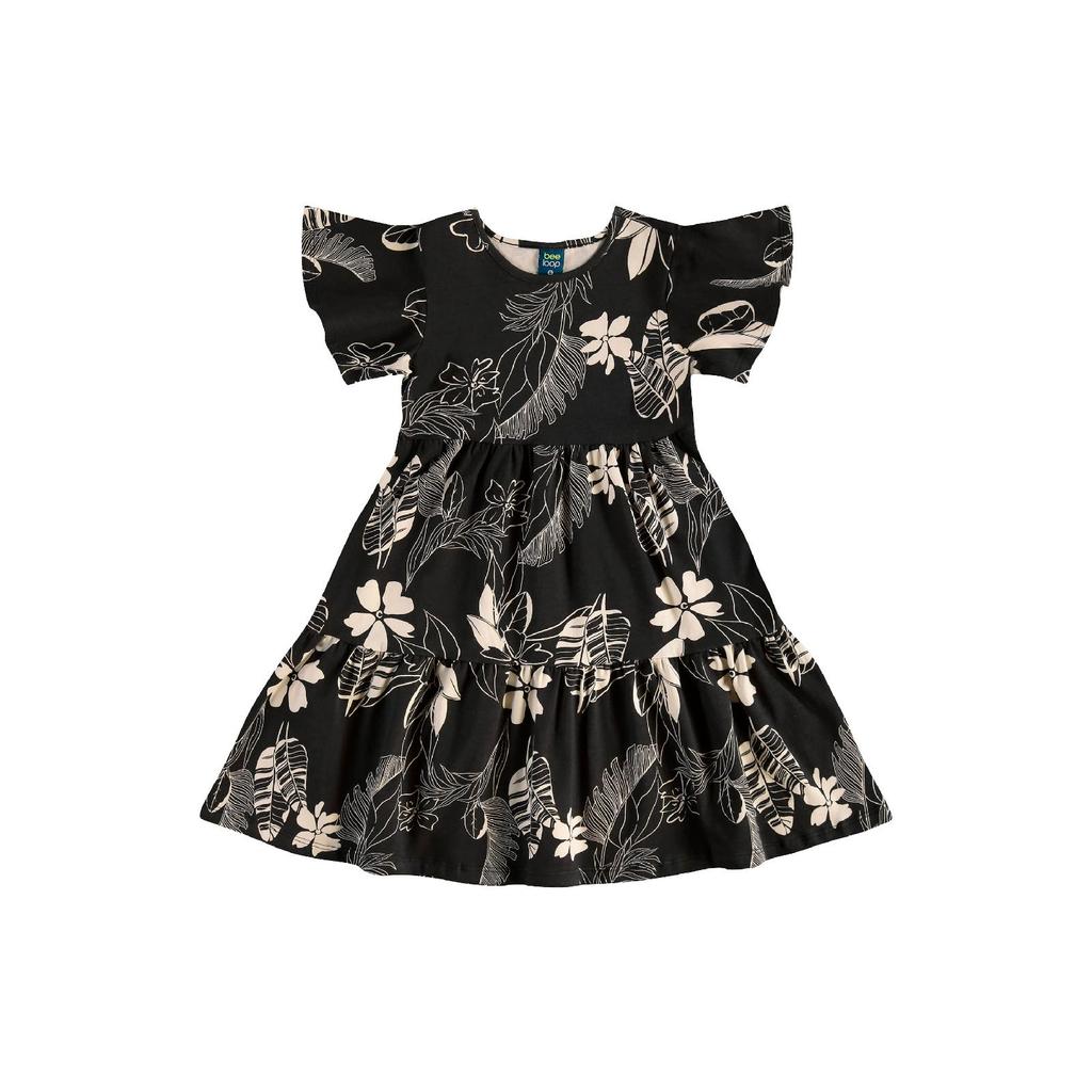 Vestido Infantil Floral em Cotton Bee Loop