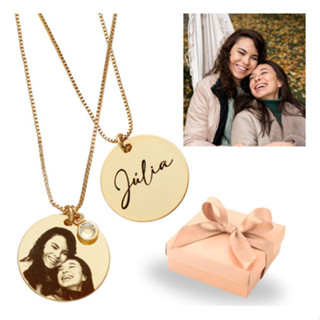 Colar cordão feminino personalizado pingente para colocar foto nome gravação presente para mulher em Oferta na Shopee