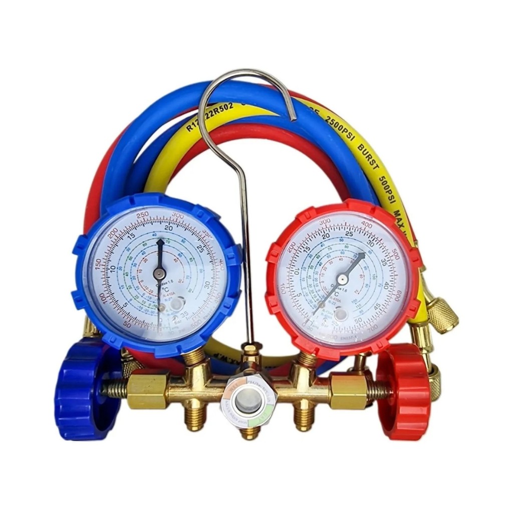 Manifold Profissional Com Visor R410A R22 R404A R134A Com 3 Mangueiras 90cm Refrigeração E Climatização