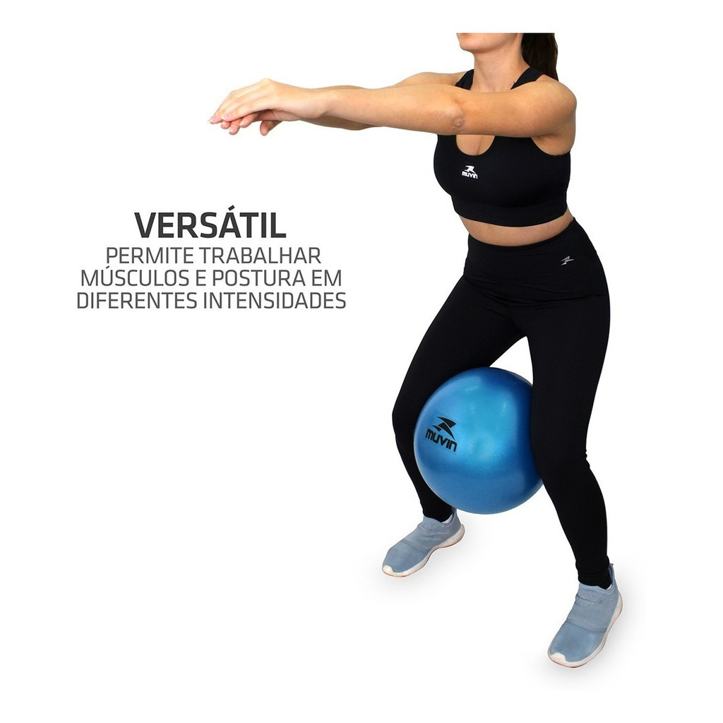 Bola de Pilates Overball Muvin 25cm azul Soft Gym com bico para inflar ideal para pilates yoga e treino funcional. · foto 2