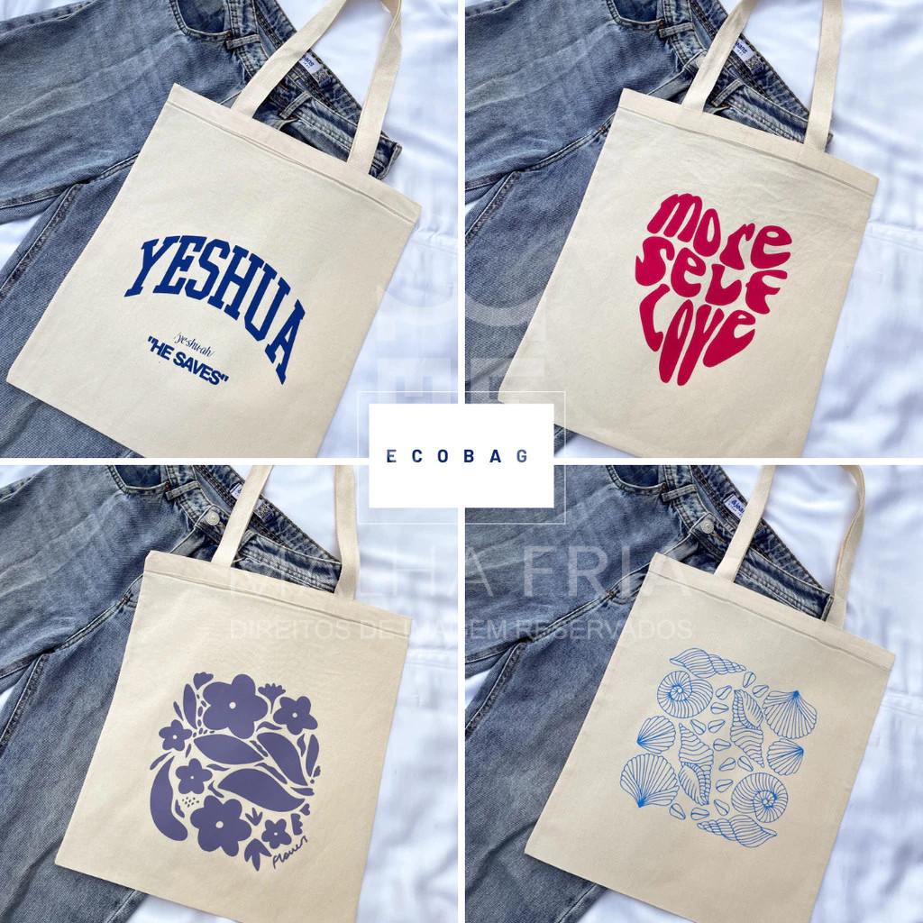 ecobag estampada, varios modelos bolsa em algodão cru em Oferta na Shopee