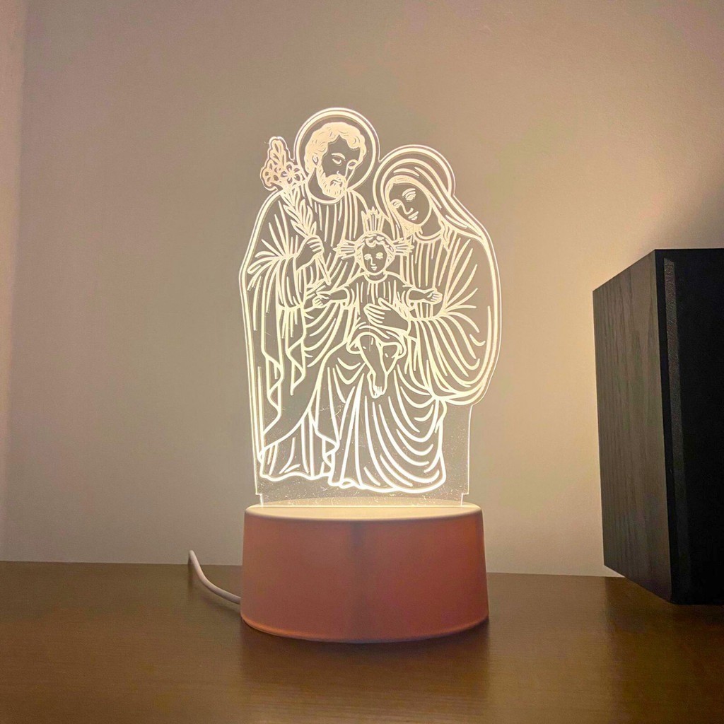 Luminária de Mesa 3D Decorativo Abajur para Sala Quarto Escritório LED USB Bíblia Vintage Acrílico