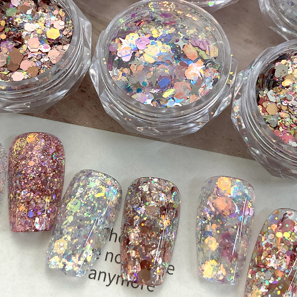 Verão piscando Material de manicure estilo barroco acessórios de manicure opala misturada piscando lantejoulas Glitter d