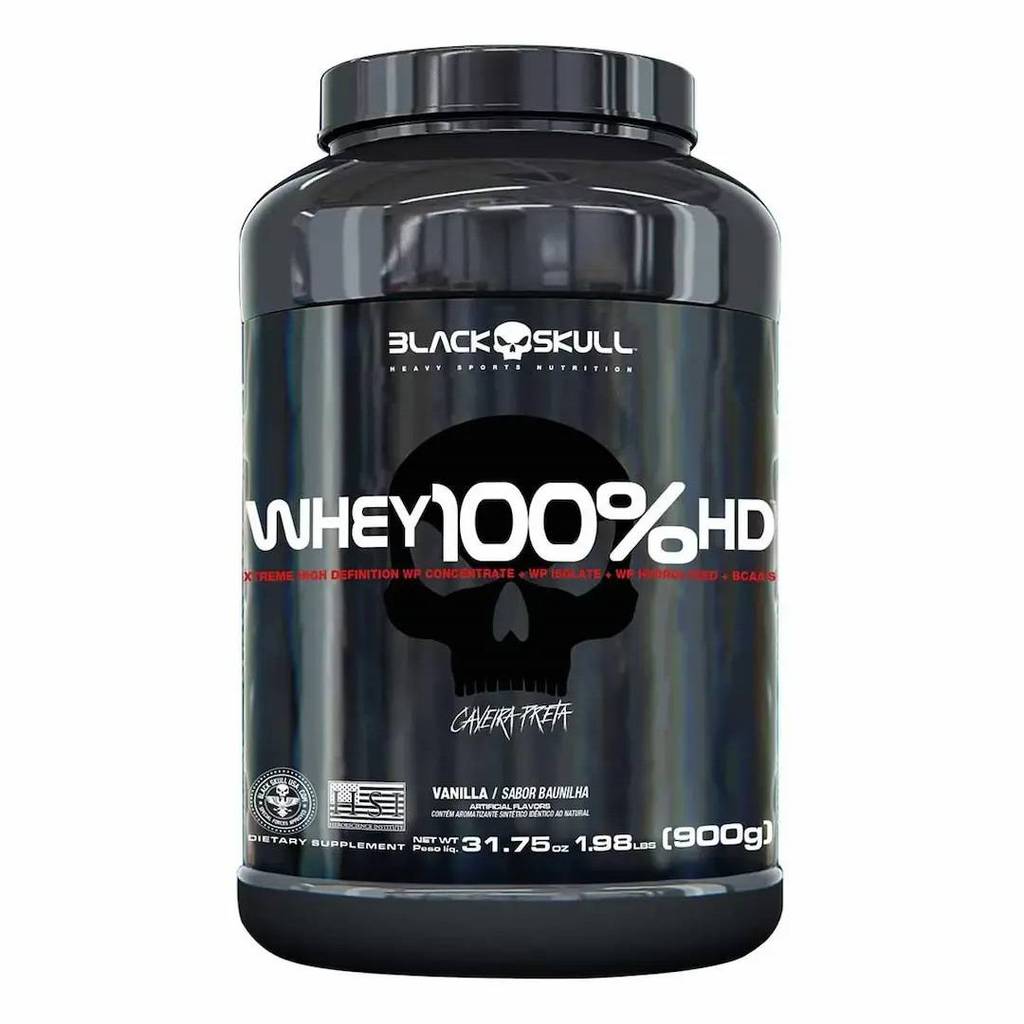 Whey 100% Hd Black Skull Caveira Preta 900g Baunilha em Oferta na Shopee