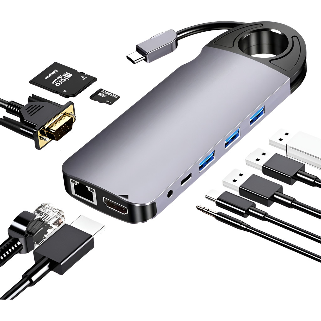 Hub 10-em-1 Usb-c Pd 100w, Hdmi 4k, 3 Usb 3.0 Ethernet E Sd