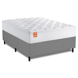 Cama Box Colchão Casal Molas Ensacadas Real 138x188x65cm Branco / Cinza Inducol - Suporta até 130kg por Pessoa em Oferta na Shopee