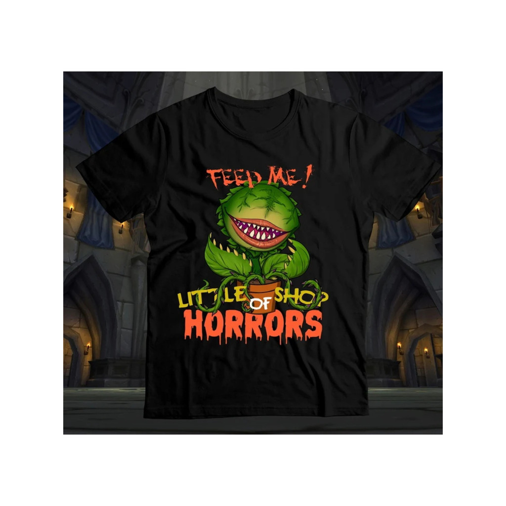 Camiseta "Little Shop Of Horrors" Filme Terror Anos 60 Divertida Estilosa Confor