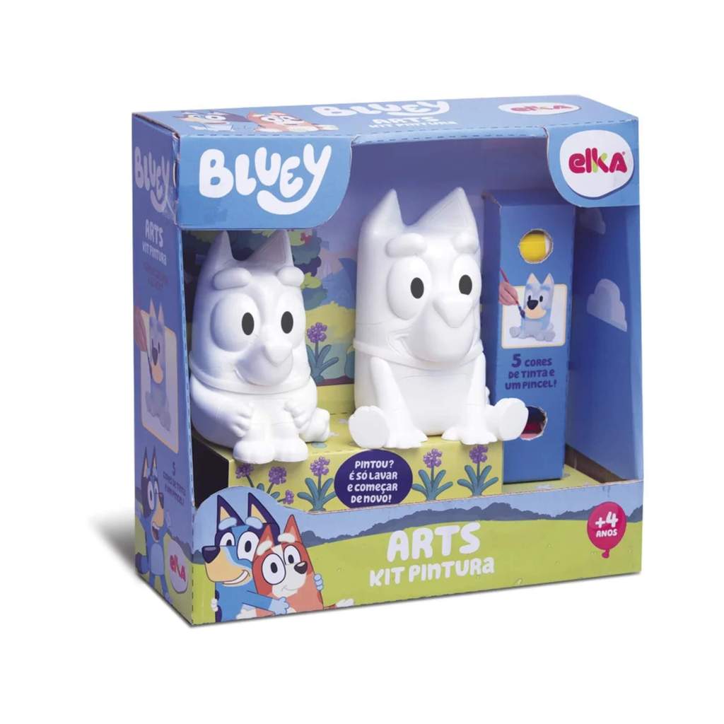 Kit Pintura Bluey e Bingo Bonecos Laváveis + Pincel e Tintas para Crianças +4 Elka - 1311 em Oferta na Shopee