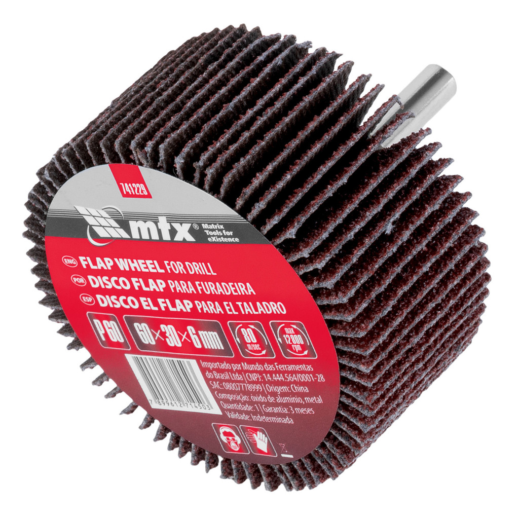 RODA DE LIXA, COM HASTE PARA FURADEIRA, GRAO 60, 60 X 30 X 6MM, 1PC // MTX em Oferta na Shopee