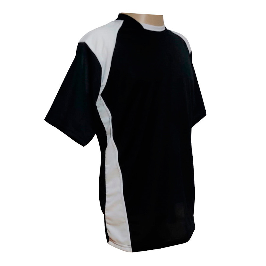 Kit 16+1 Camisa Preto/Branco, Calção Branco e Goleiro